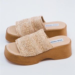 Steve Madden Platform Rafia Slide Sandal